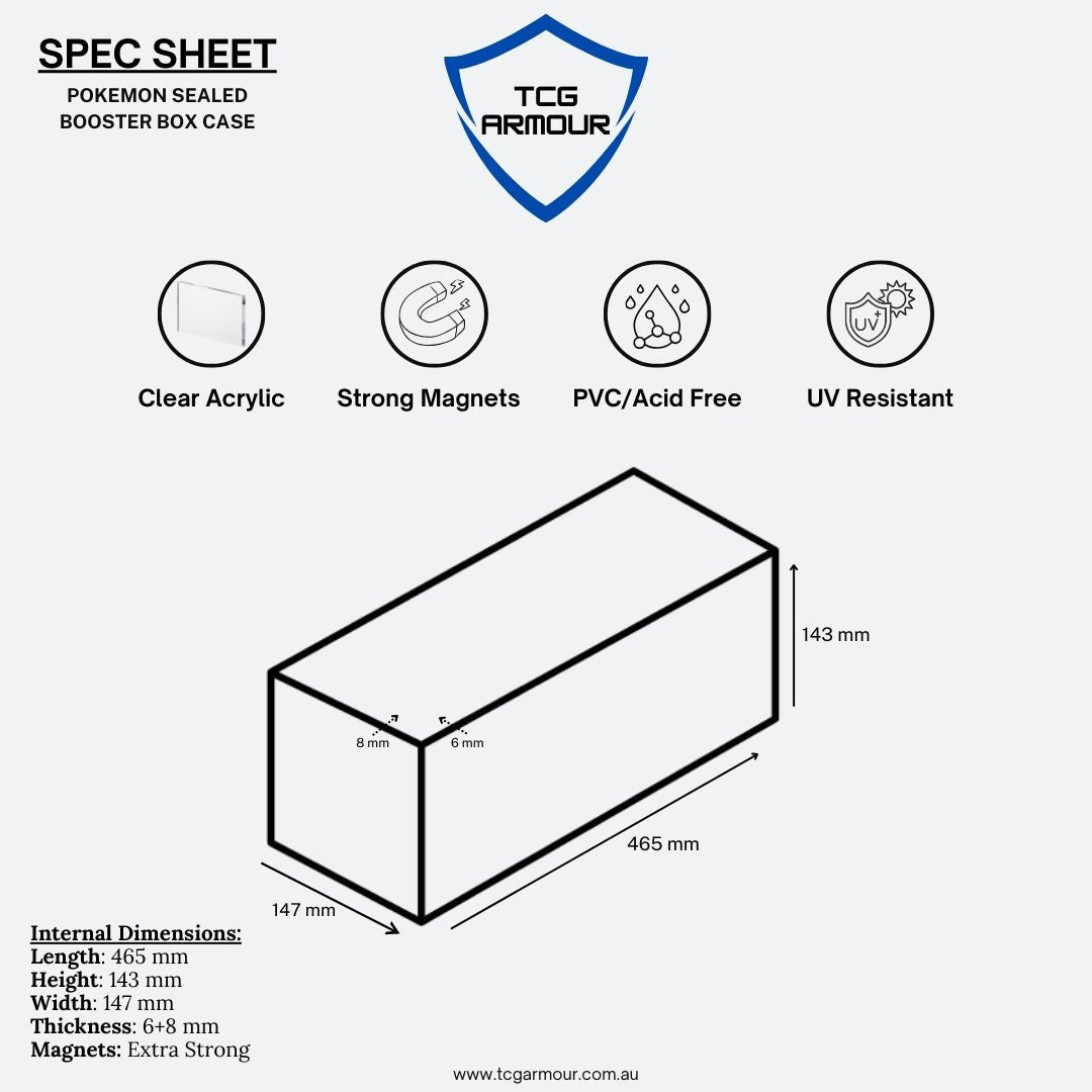 Pokemon Sealed Booster Box (6) Acrylic Case With Magnetic Lid - Sealed Booster Case - TCG Armour -
