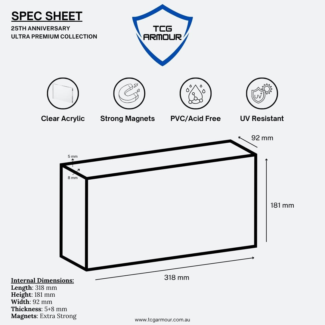 Pokemon Slim Fit 25th Anniversary Ultra Premium Collection Acrylic Case With Magnetic Lid - Ultra Premium Collection Acrylic Case - TCG Armour - ENG-151UPC