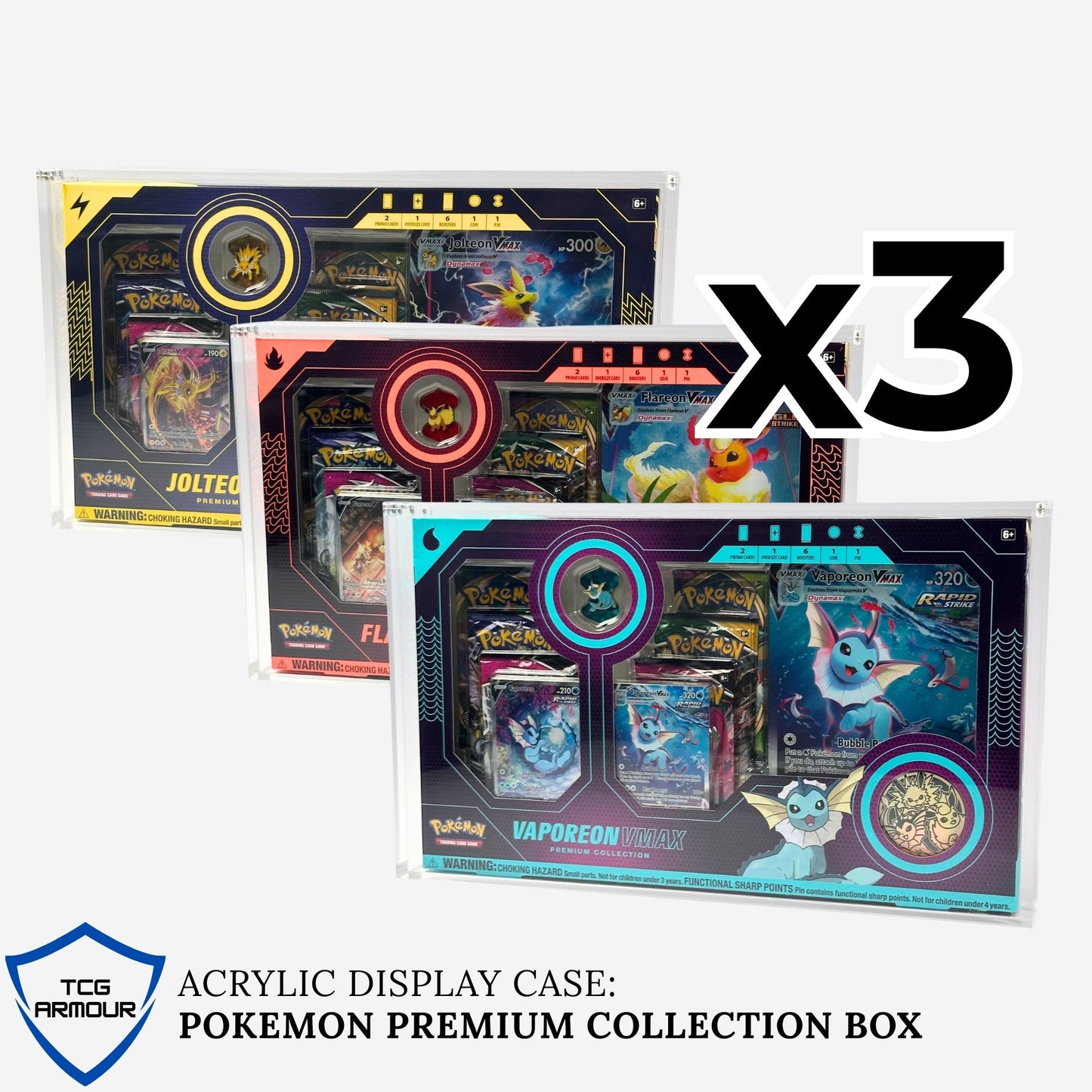 Pokemon Slim Fit Eevee VMAX Premium Collection Box Acrylic Case With Magnetic Lid - Premium Collection Box - TCG Armour -