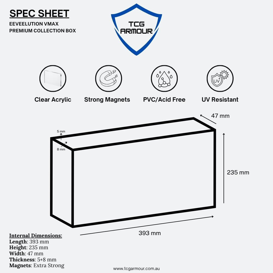 Pokemon Slim Fit Eevee VMAX Premium Collection Box Acrylic Case With Magnetic Lid - Premium Collection Box - TCG Armour -