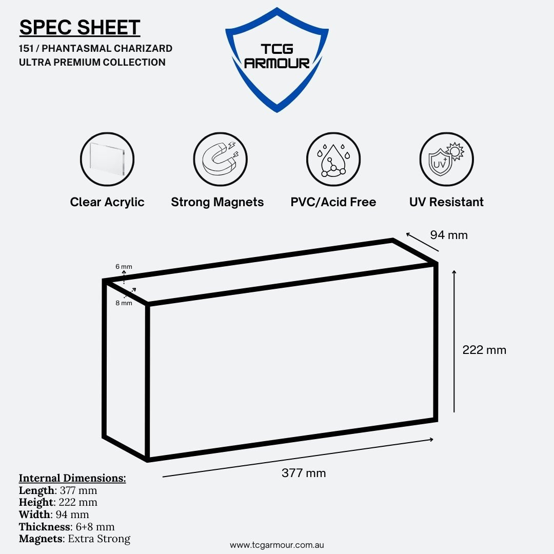 Pokemon Slim Fit Phantasmal Charizard Ultra Premium Collection Acrylic Case With Magnetic Lid - Ultra Premium Collection Acrylic Case - TCG Armour -