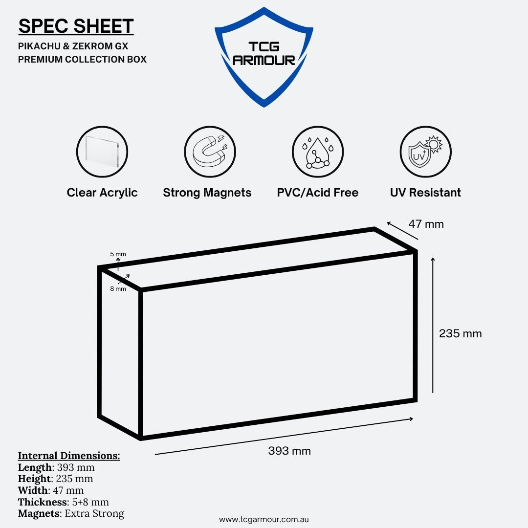 Pokemon Slim Fit Pikachu & Zekrom Premium Collection Box Acrylic Case With Magnetic Lid - Premium Collection Box - TCG Armour -