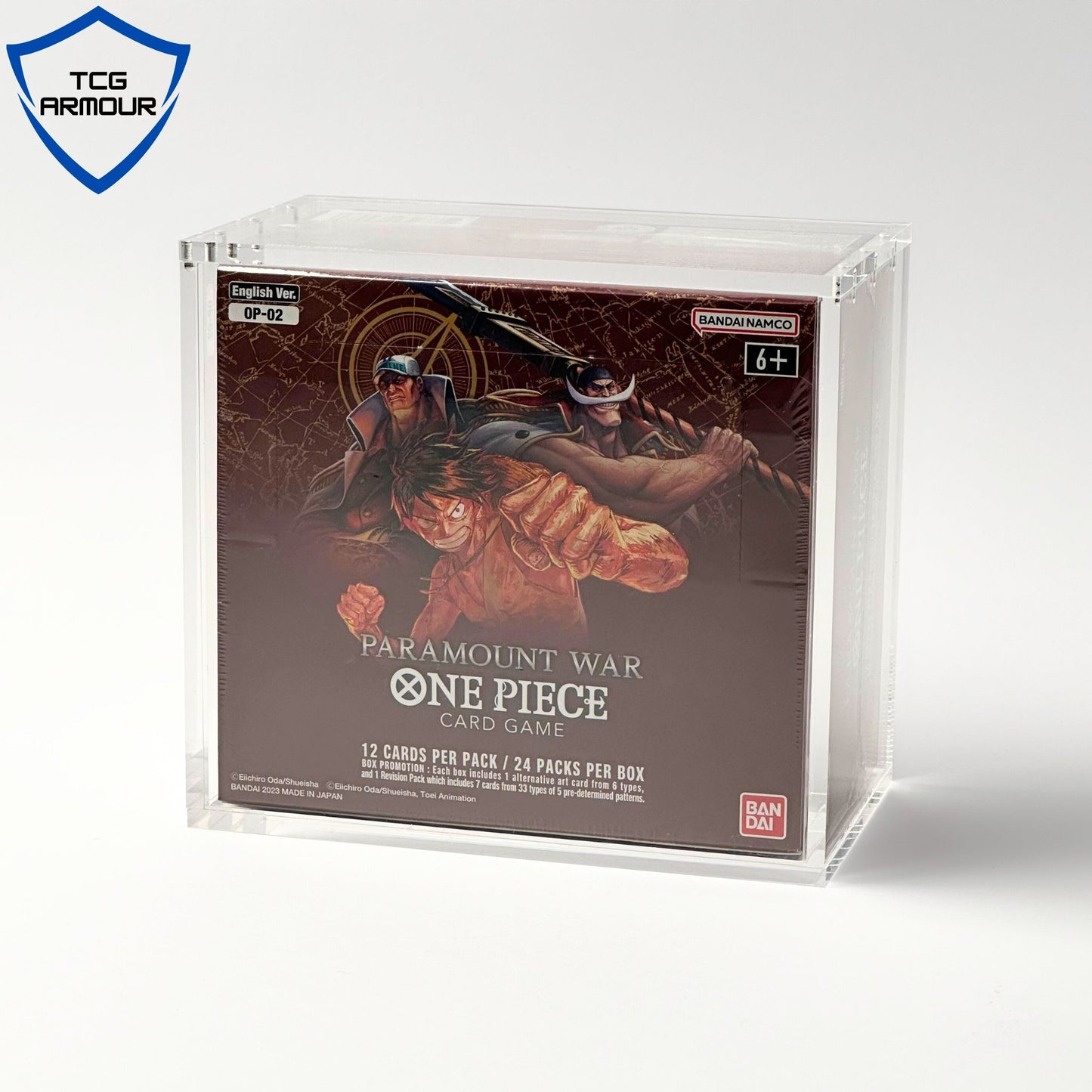 One Piece Slim Fit English OP01 - 2 Booster Box Acrylic Case With Magnetic Lid - Booster Box Acrylic Case - TCG Armour - ENG-OP1BB