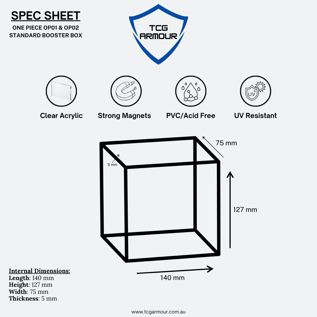 One Piece Slim Fit English OP01 - 2 Booster Box Acrylic Case With Magnetic Lid - Booster Box Acrylic Case - TCG Armour - ENG-OP1BB