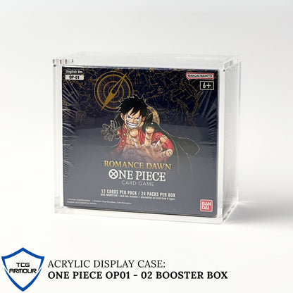 One Piece Slim Fit English OP01 (Blue Bottom) & OP02 Booster Box Acrylic Case With Magnetic Lid - Booster Box Acrylic Case - TCG Armour - ENG-OP1BB