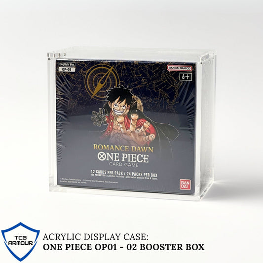 One Piece Slim Fit English OP01 (Blue Bottom) & OP02 Booster Box Acrylic Case With Magnetic Lid - Booster Box Acrylic Case - TCG Armour - ENG-OP1BB