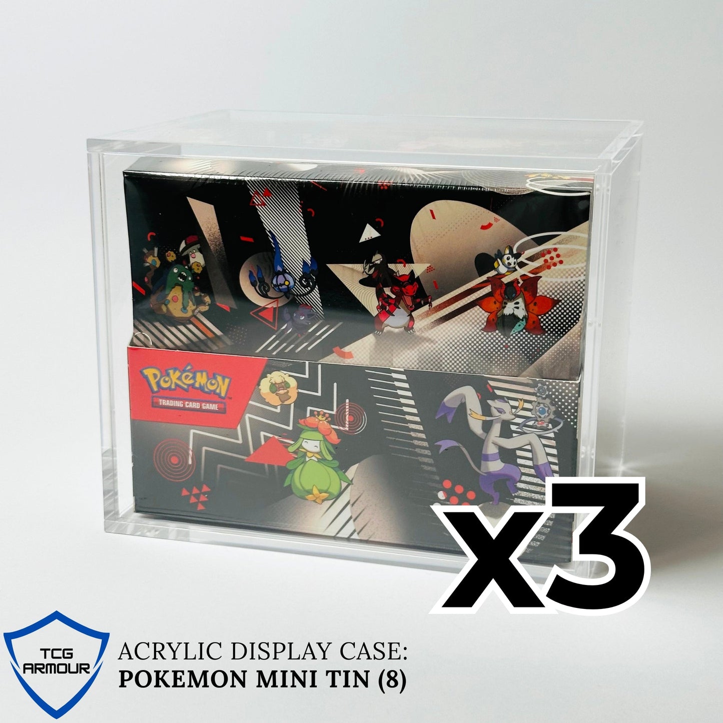 Pokemon Mini Tin Display Slim Fit Acrylic Case With Magnetic Lid - Poncho Acrylic Case - TCG Armour - MINI-TIN-8x3