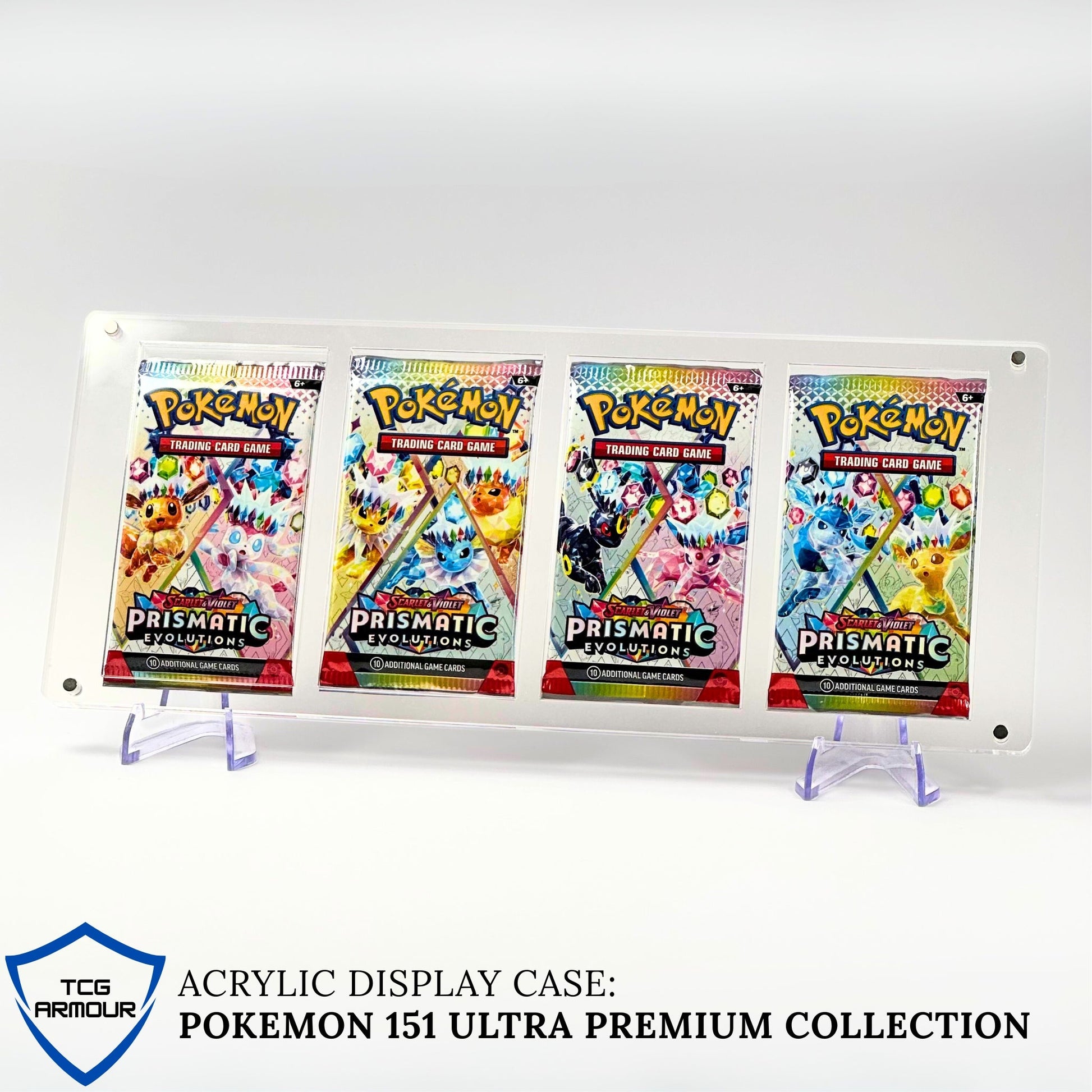 Pokemon Slim Fit 4 - Frame Booster Pack Acrylic Case with Magnetic Lid - 4 Frame Booster Pack Acrylic Case - TCG Armour - 
