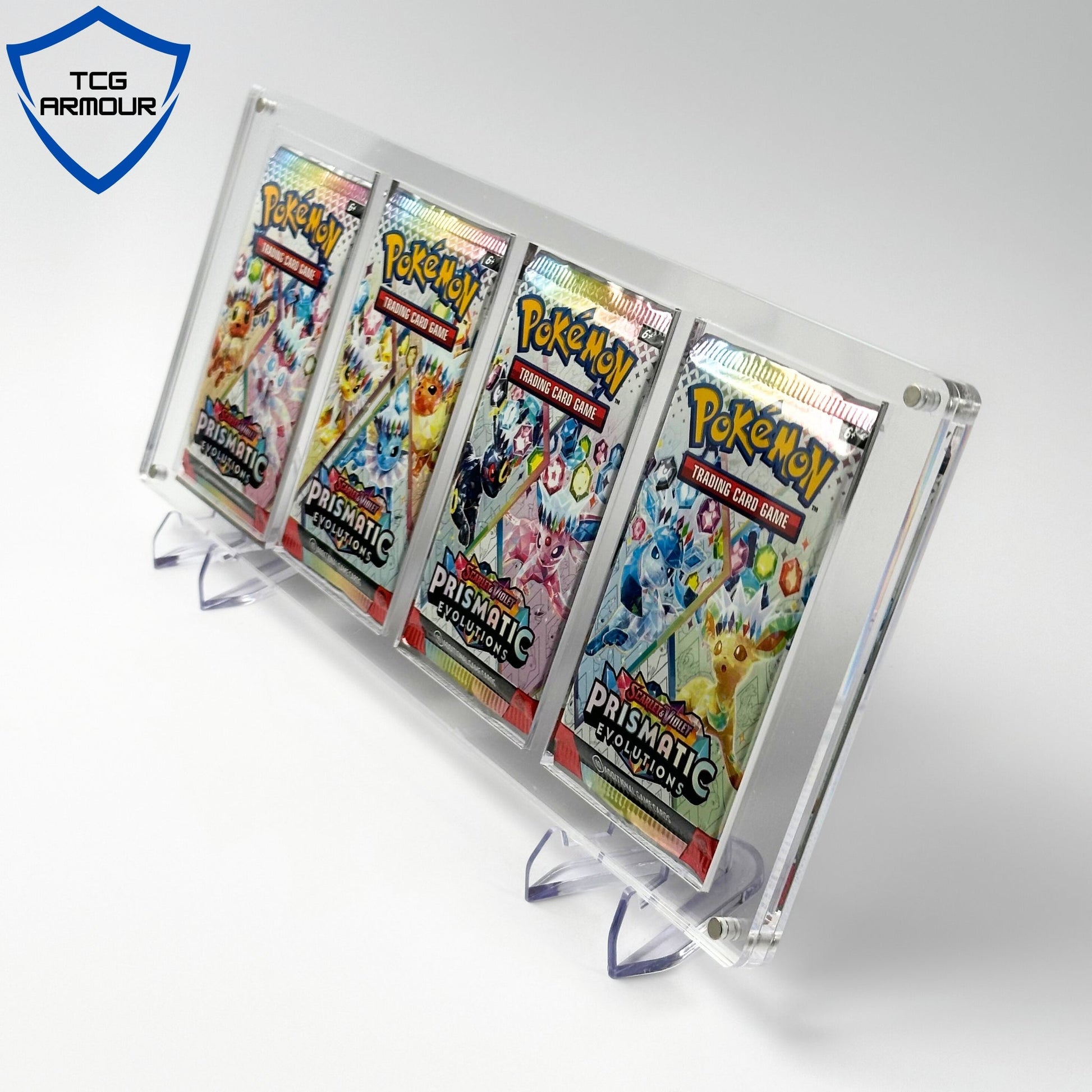 Pokemon Slim Fit 4 - Frame Booster Pack Acrylic Case with Magnetic Lid - 4 Frame Booster Pack Acrylic Case - TCG Armour - 