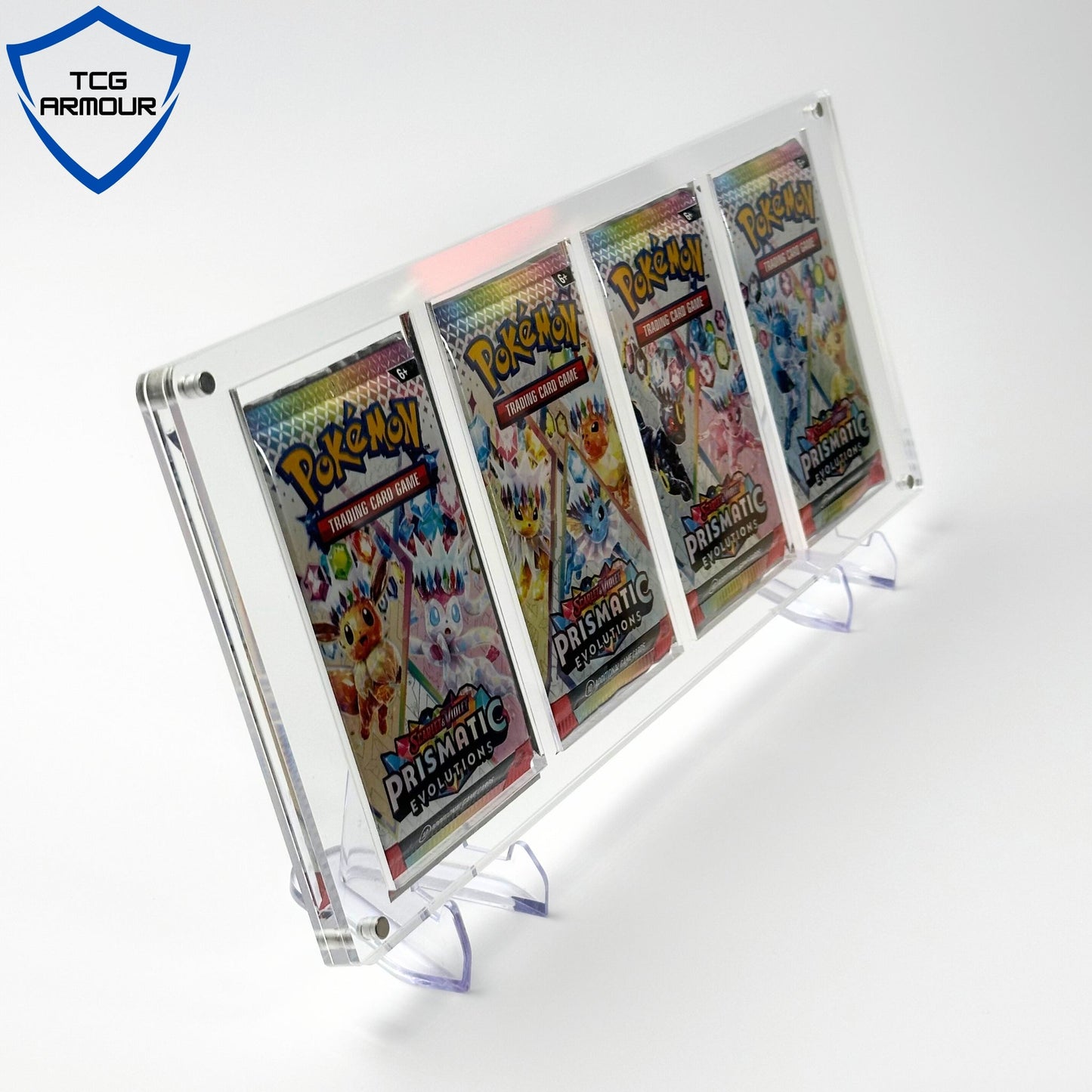 Pokemon Slim Fit 4 - Frame Booster Pack Acrylic Case with Magnetic Lid - 4 Frame Booster Pack Acrylic Case - TCG Armour - 