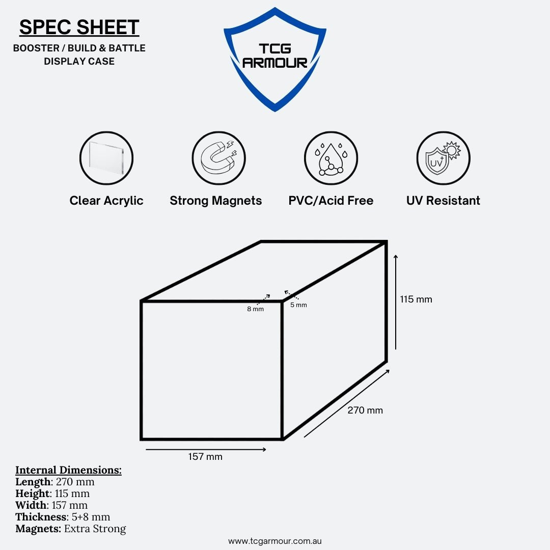 Pokemon Slim Fit Acrylic Booster Bundle Display Case With Magnetic Lid - Booster Bundle Acrylic Case - TCG Armour - 