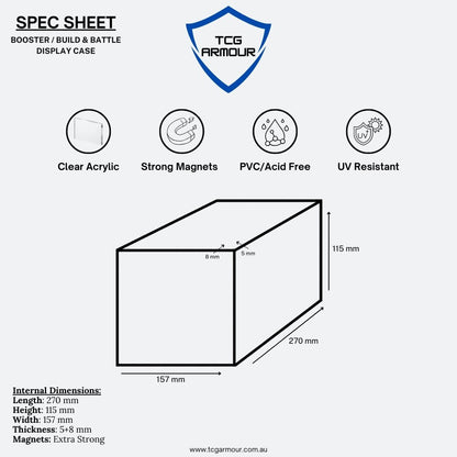 Pokemon Slim Fit Acrylic Booster Bundle Display Case With Magnetic Lid - Booster Bundle Acrylic Case - TCG Armour - 