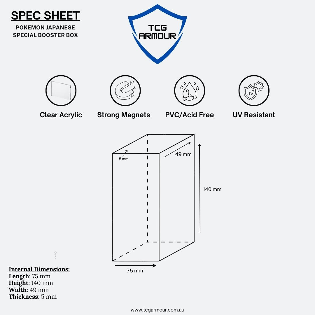 Pokemon Slim Fit Japanese Special Set Booster Box Acrylic Case With Magnetic Lid - Booster Box Acrylic Case - TCG Armour - JAP-SSBB
