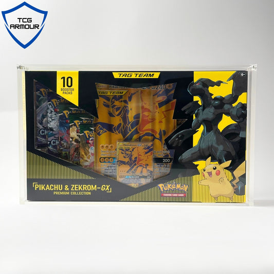 Pokemon Slim Fit Pikachu & Zekrom Premium Collection Box Acrylic Case With Magnetic Lid - Premium Collection Box - TCG Armour - 