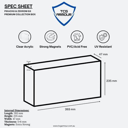 Pokemon Slim Fit Pikachu & Zekrom Premium Collection Box Acrylic Case With Magnetic Lid - Premium Collection Box - TCG Armour - 