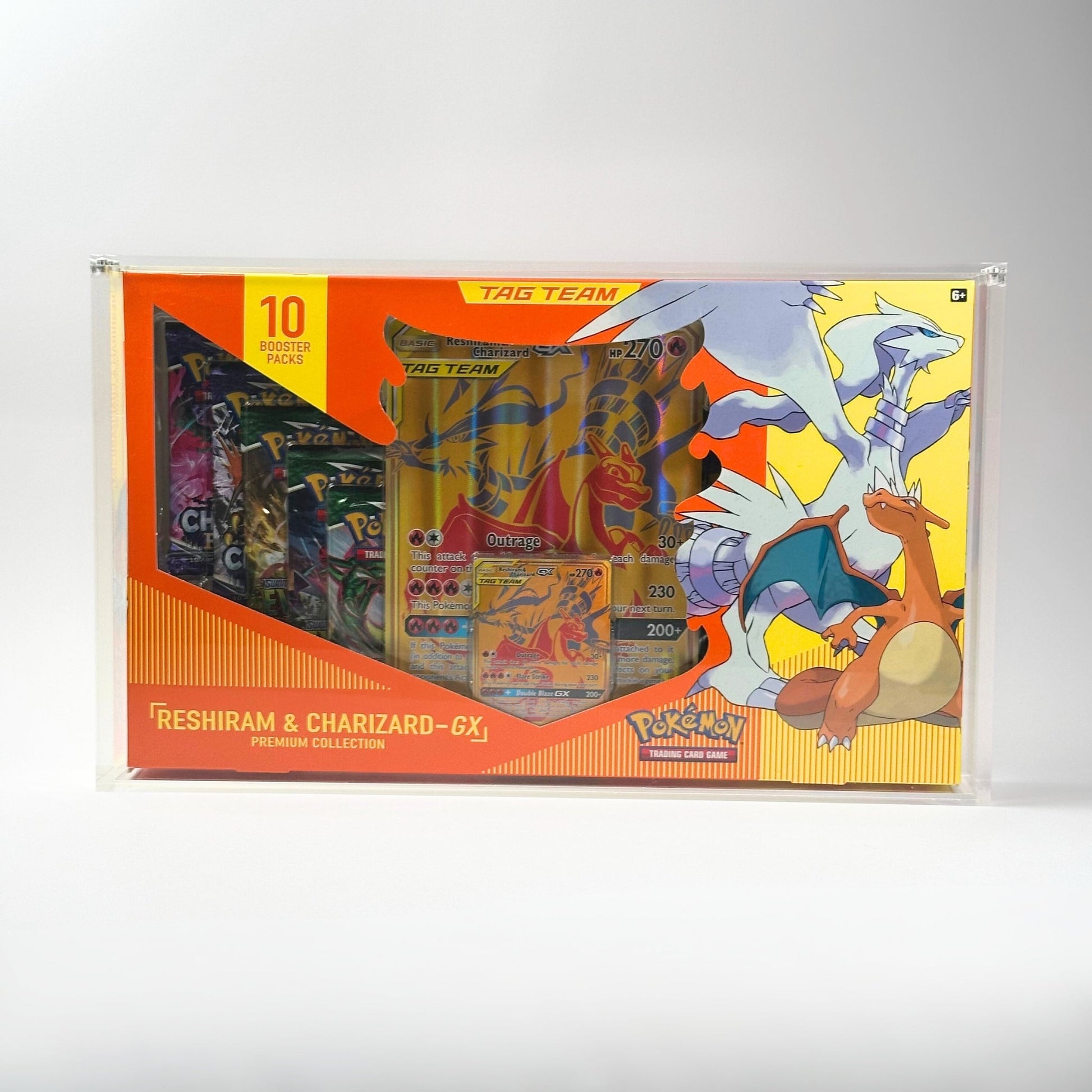 Pokemon Slim Fit Reshiram & Charizard Premium Collection Box Acrylic Case With Magnetic Lid - Premium Collection Box - TCG Armour - 