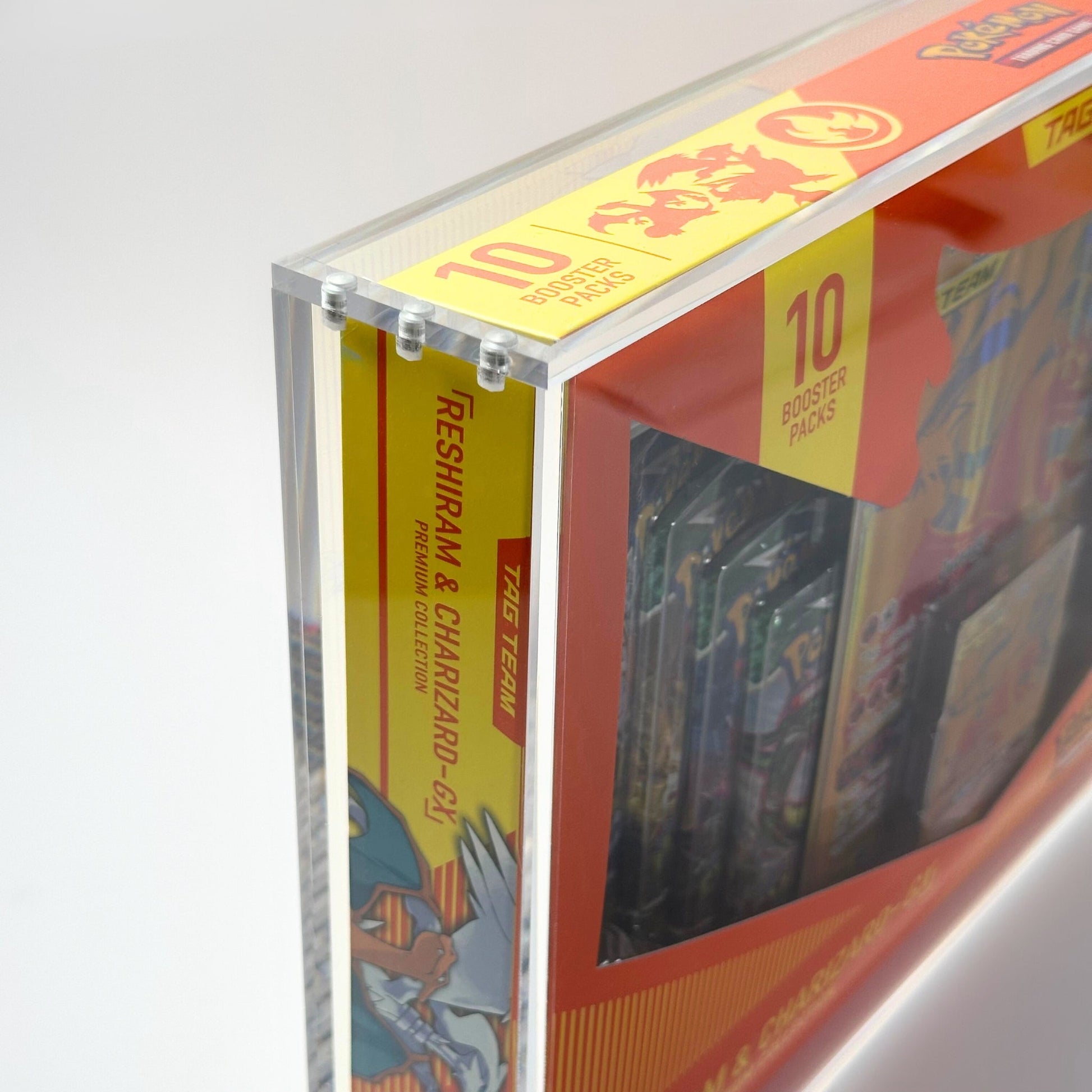 Pokemon Slim Fit Reshiram & Charizard Premium Collection Box Acrylic Case With Magnetic Lid - Premium Collection Box - TCG Armour - 